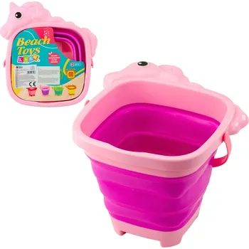 Hračka na písek LEAN Toys Skládací Silikonové Kbelíček Jednorožec Plážové Růžové