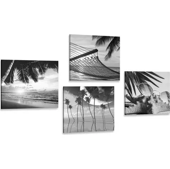 Obraz Dovido Set obrazů zátiší moře v černobílém provedení