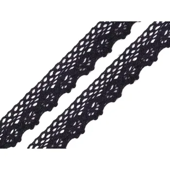 Krajka Bavlněná krajka šíře 25 mm paličkovaná METRÁŽ - 2 černá