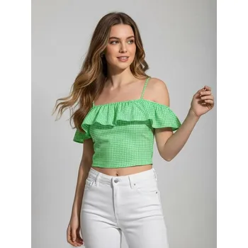 Dámské tričko Sinsay - Top na ramínkách s volánkem u výstřihu - zelená - 9011J-76P - 9011J-76P-M
