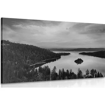 Obraz Dovido Obraz jezero při západu slunce v černobílém provedení