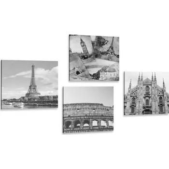 Obraz Dovido Set obrazů nádech historie v černobílém provedení
