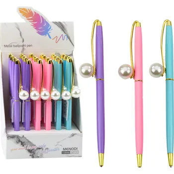 LEAN Automatické Kovové Pero s Perlou 14cm Modrý Inkoust 1.0mm Mix