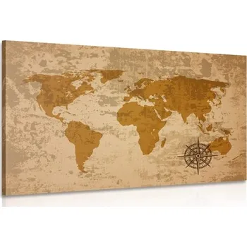 Obraz Dovido Obraz stará mapa světa s kompasem