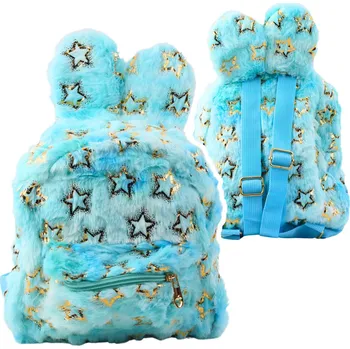 Dětský batoh LEAN Plyšový Dětský Batoh Zlaté Hvězdy Modrý