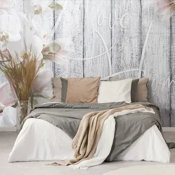 Tapeta Dovido Samolepící tapeta vintage orchidej s nápisem - Love begins at home