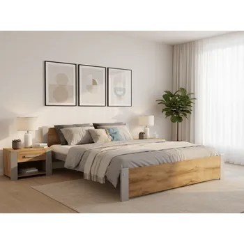 Postel Postel IKAROS 120 x 200 cm, dub artisan/šedá Rošt: Bez roštu, Matrace: Bez matrace