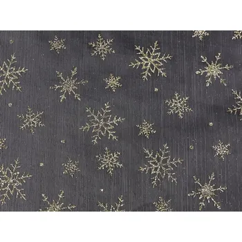 Organza s glitrovými vločkami METRÁŽ - 2 bílá zlatá