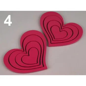 3D dekorace SRDCE sada (1 sada) - 4 růžová neon