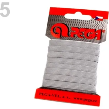 Textilní guma Prádlová pruženka na kartě šíře 7 mm barevná - 5 (1006) šedá nejsv.