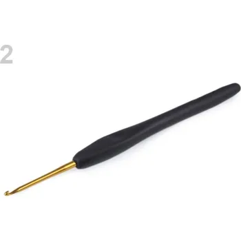 Nástroj na niť a příze Háček na háčkování se silikonovou rukojetí vel. 2; 2,5; 3; 3,5; 4; 4,5; 5; 5,5; 6 - 2 (2,5 mm) černá