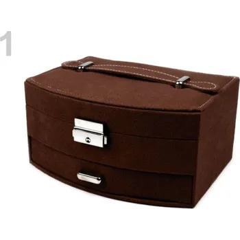 Šperkovnice Sametová šperkovnice 2 patra 10×15×20 cm - 1 hnědá