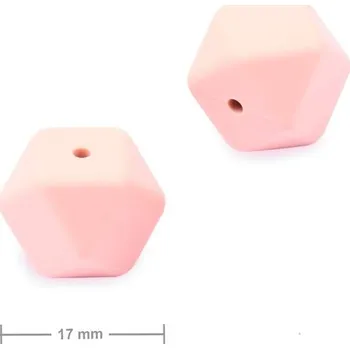 Dětské navlékací korálky Silikonové korálky hexagon 17 mm Baby Pink