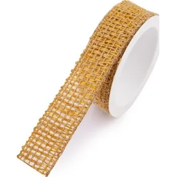 Stuha Dárková přírodní stuha se žlutým vláknem 25mm/2m