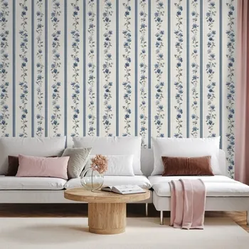 Tapeta Dovido Fototapeta modré květiny na pruzích