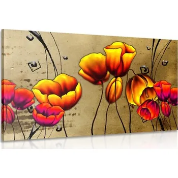 Obraz Dovido Obraz červené máky v etno nádechu