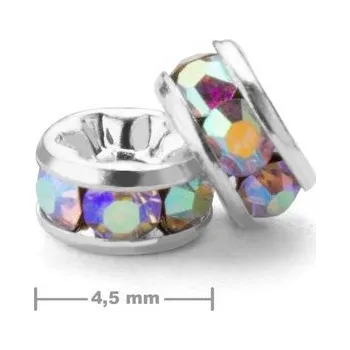 Korálek Manumi štrasová rondelka 4,5 mm stříbrná Crystal AB
