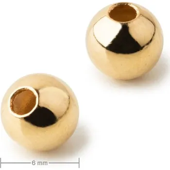 Korálek Kovový korálek dutý 6 mm v barvě zlata