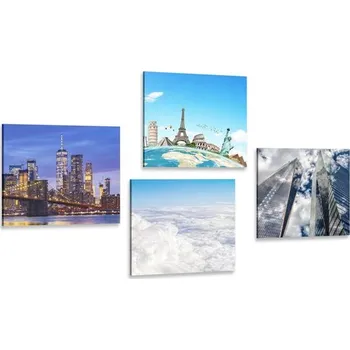 Obraz Dovido Set obrazů výhled na mrakodrapy ve městě New York
