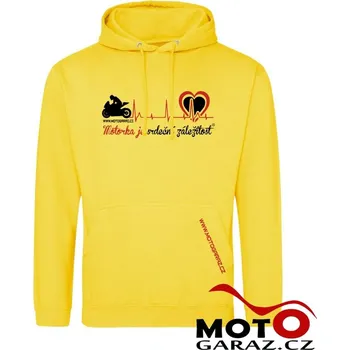 Pánská mikina MOTORKA JE SRDEČNÍ ZÁLEŽITOST Mikina s kapucí ® Žlutá Pánská - Velikost XL