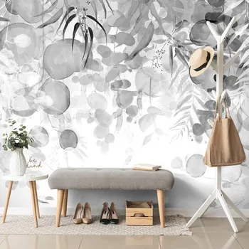 Tapeta Dovido Tapeta jemné listy v černobílém