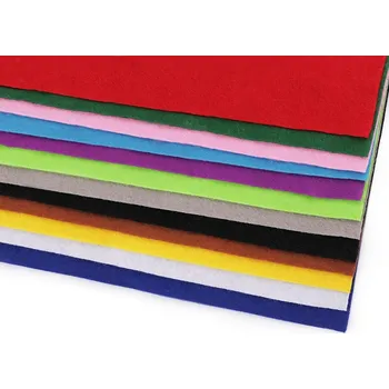 Látková dekorativní plsť / filc 20x30 cm sada 12 kusů MIX - 6 mix