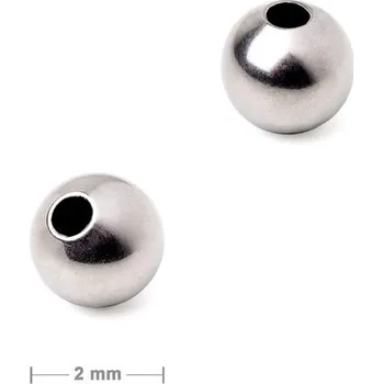 Materiál na výrobu šperku Korálek z chirurgické oceli 316L dutý 2 mm