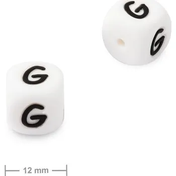 Korálek Silikonový korálek kostka 12 mm s písmenem G