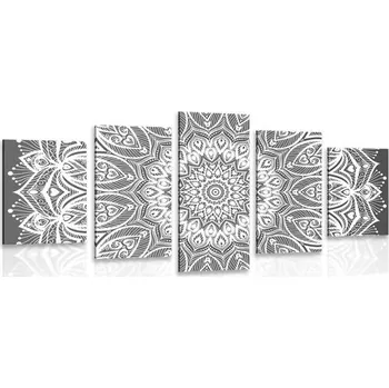 Obraz Dovido 5-dílný obraz Mandala harmonie v černobílém provedení