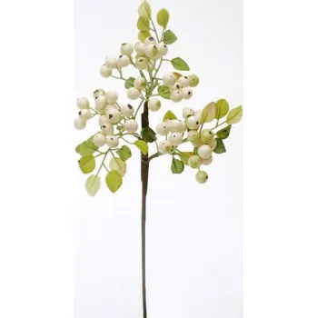umělá květina Větvička s bobulkami - bílá