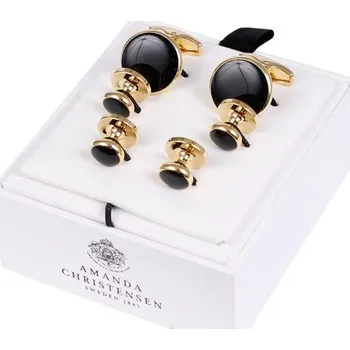 Manžetový knoflíček House of Amanda Christensen House of Amanda Christensen Cufflinks & Studs Set — Black Onyx, Gold