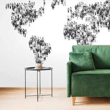 Tapeta Dovido Samolepící tapeta černobílá mapa světa sestávající z lidí