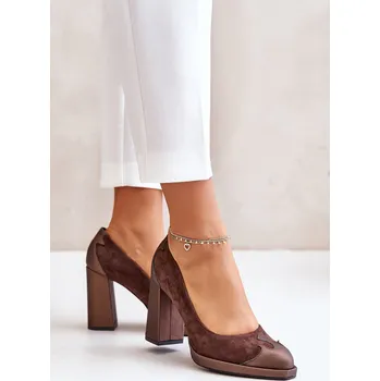 Dámské lodičky Semišové Čerpadla Na Podpatku Laura Messi 2702 Barva: Béžová, Velikost: 39