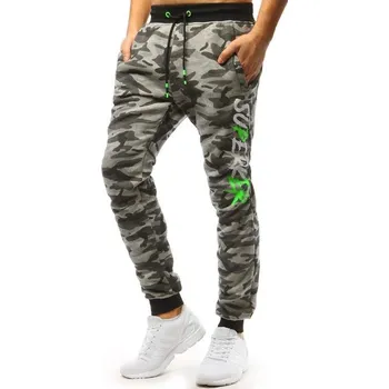 Buďchlap Světle šedé maskáčové tepláky s potiskem