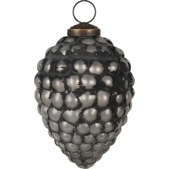 Vánoční dekorace Granitová antik skleněná vánoční ozdoba šiška Noirre - Ø 8*11 cm