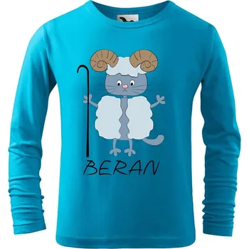 Chlapecké oblečení DOBRÝ TRIKO Dětské bavlněné triko Zvěrokruh kočka Beran Velikost: 158/12 let, Barva: Tyrkysová