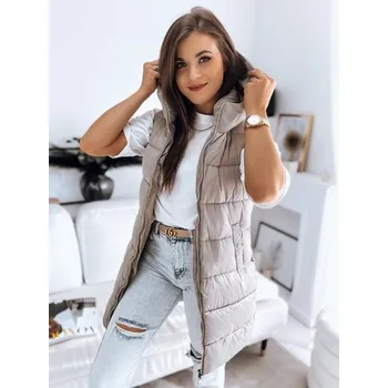 Dámská vesta Dstreet Béžová dámská prošívaná vesta v trendy provedení Brita