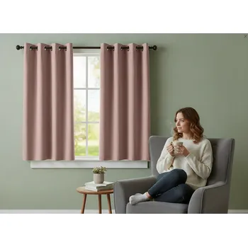 Zatemňovací krátký závěs s kroužky "BLACKOUT" NEW VITORIA 135x160 cm růžová (cena za 1 kus) Mybesthome