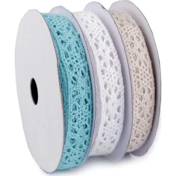 Krajka Bavlněná krajka mix šíře 13 mm 3 ks - mix č. 6