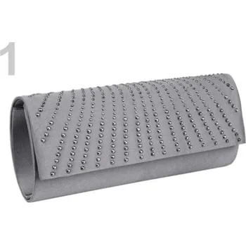 Kabelka Kabelka - psaníčko 9x21cm s kamínky - 1 šedá perlová