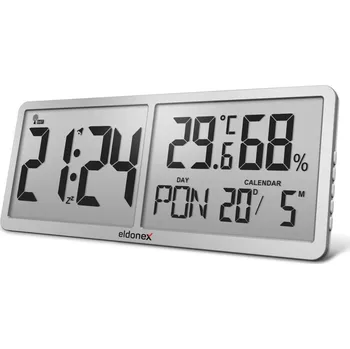 Hodiny ELDONEX ECL-1110-SL - Digitální nástěnné hodiny TimeCheck 4xAA stříbrná