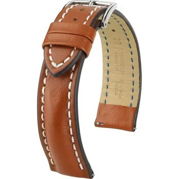 Řemínek na hodinky Řemínek Hirsch Heavy Calf - zlatohnědý - 20 mm - L – Standardní délka (doporučujeme) - 18 mm - Stříbrná + 5 let záruka a dárek ZDARMA