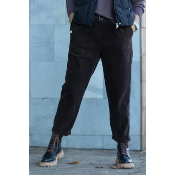 Dámské kalhoty Italy fashion Manšestrové kalhoty do gumy MARLEY Barva: čokoládová, Velikost: UNI: L-2XL