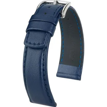 Řemínek na hodinky Řemínek Hirsch Runner - modrý - 24 mm - L – Standardní délka (doporučujeme) - 22 mm - Stříbrná + 5 let záruka a dárek ZDARMA