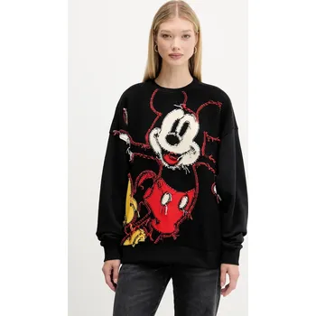 Dámská mikina Mikina Desigual HELLO MICKEY dámská, černá barva, vzorovaná, 25WWSK14 99X, vel. XS