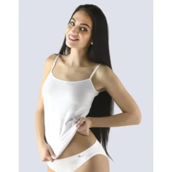 Dámská košilka prodloužená, úzká ramínka, bezešvé, Bamboo Soft 08029P - bílá - L/XL