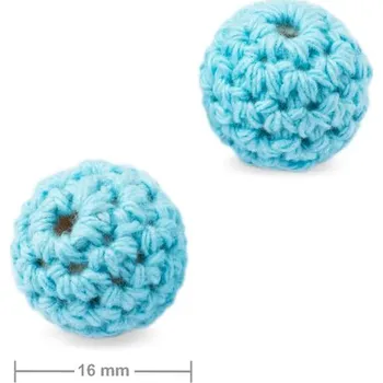 Korálek Háčkované korálky kulaté 16 mm Blue Green