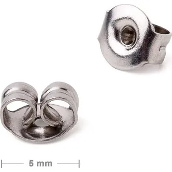 Materiál na výrobu šperku Náušnicová zarážka motýlek z chirurgické oceli 316L 5 mm