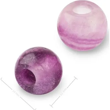 Přívěsek Korálek z minerálu Fluorit s velkým průtahem pro Macramé 14x11 mm