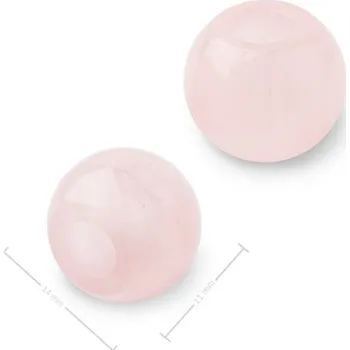 Přívěsek Korálek z minerálu Růženín s velkým průtahem pro Macramé 14x11 mm